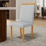 Cadeira Maiara Madeira Maciça Estofada para Mesa de Jantar Linho Cinza 407 - 5