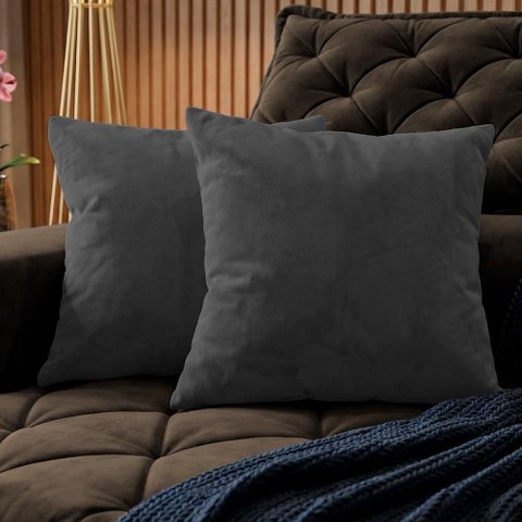 Almofadas Kit Plumie de 45x45cm 2 Uni Boucle Cinza Escuro Cama Inbox