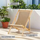 Ver imagem 3 de Espreguiçadeira Preguiçosa Dobrável sem Braço em Madeira Maciça - Bege