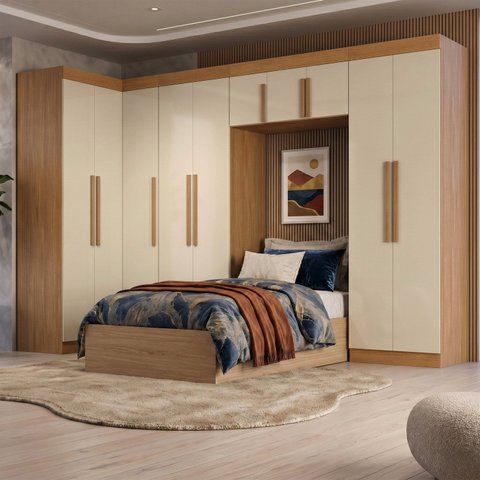 Guarda Roupa Modulado de Canto 10 P Cin/Off Wht