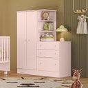 Ver imagem 2 de Guarda Roupa Infantil com Comoda Doce Sonho Rosa Acetinado - Qmovi