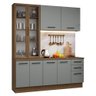 Armário de Cozinha Completa 190cm com Cristaleira Agata Madesa Rustic Cinza - 10