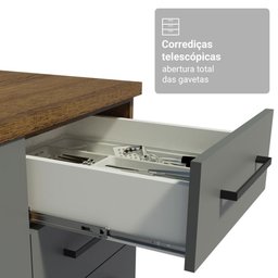 Armário de Cozinha Completa 190cm com Cristaleira Agata Madesa Rustic Cinza - 5