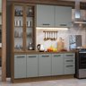 Armário de Cozinha Completa 190cm com Cristaleira Agata Madesa Rustic Cinza - 2