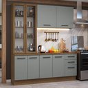 Ver imagem 1 de Armário de Cozinha Compacta 190cm com Cristaleira Agata Madesa Rustic Cinza