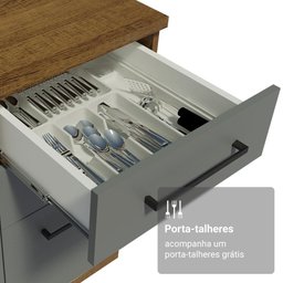 Armário de Cozinha Completa 190cm com Cristaleira Agata Madesa Rustic Cinza - 4