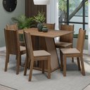 Ver imagem 1 de Conjunto Sala de Jantar Mesa Tampo de Madeira 6 Cadeiras Rustic/crema/bege Sharon Madesa