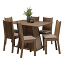 Ver imagem 2 de Conjunto Sala de Jantar Mesa Tampo de Madeira 6 Cadeiras Rustic/crema/bege Sharon Madesa