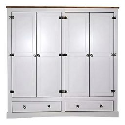 Guarda Roupas Branco 4 Portas 2 Gavetas Madeira Mista:branco - 1