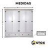 Guarda Roupas Branco 4 Portas 2 Gavetas Madeira Mista:branco - 3