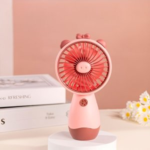 Mini Ventilador Usb Recarregável Rosa Silencioso Portátil