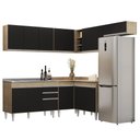 Ver imagem 1 de Armário de Cozinha Modulado de Canto 7 Peças Cp21 com Pia Inox Castanho/preto - Lumil Lumil Móveis