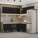 Ver imagem 2 de Armário de Cozinha Modulado de Canto 7 Peças Cp21 com Pia Inox Castanho/preto - Lumil Lumil Móveis