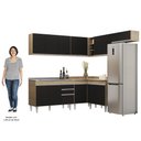 Ver imagem 5 de Armário de Cozinha Modulado de Canto 7 Peças Cp21 com Pia Inox Castanho/preto - Lumil Lumil Móveis