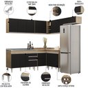 Ver imagem 3 de Armário de Cozinha Modulado de Canto 7 Peças Cp21 com Pia Inox Castanho/preto - Lumil Lumil Móveis