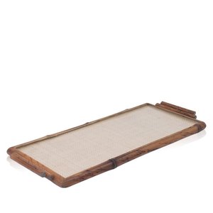 Bandeja Tigrada Bambu Natural com Palha Buriti