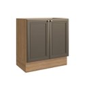 Ver imagem 1 de Balcão para Cozinha 80cm 2 Portas Classica Marrom/Montana/Bronze