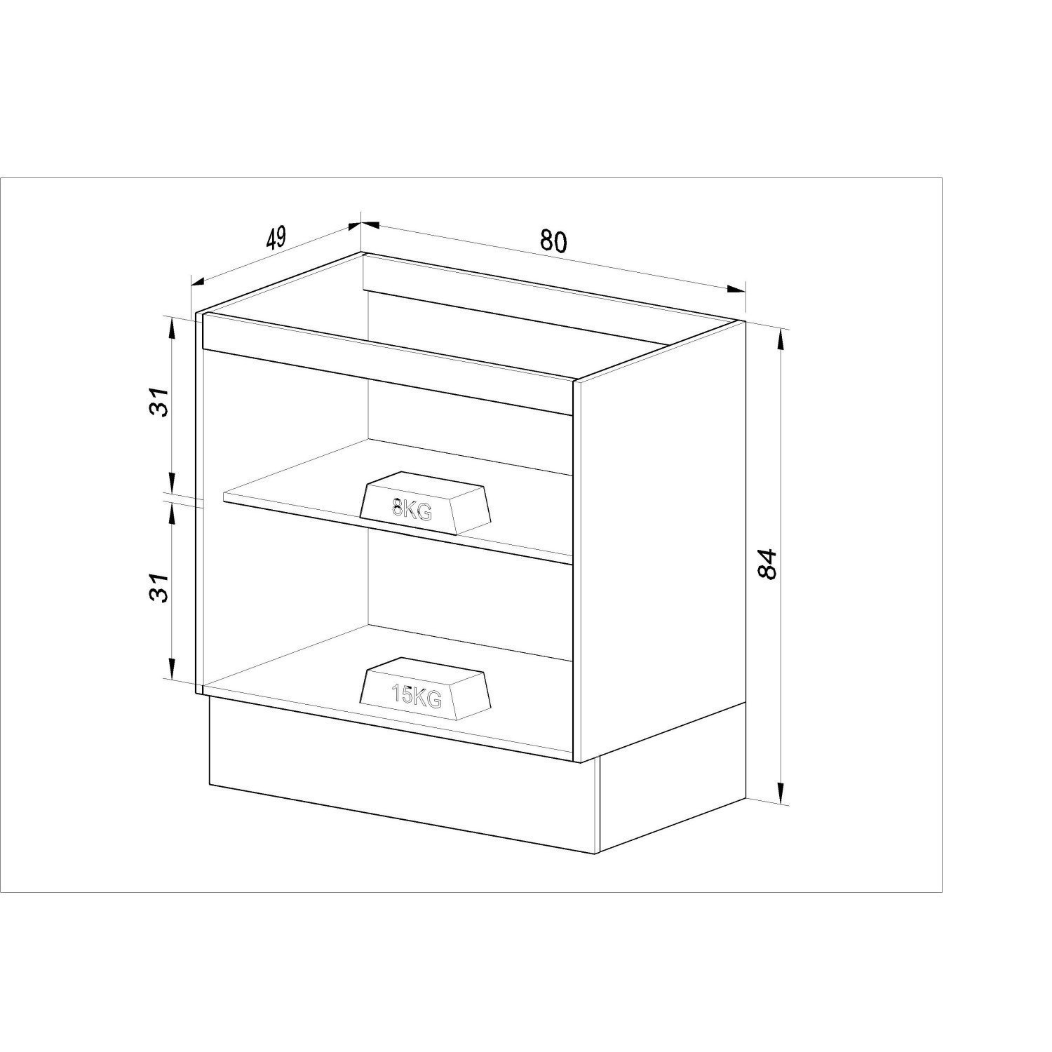 Balcão para Cozinha 80cm 2 Portas Classica - 4