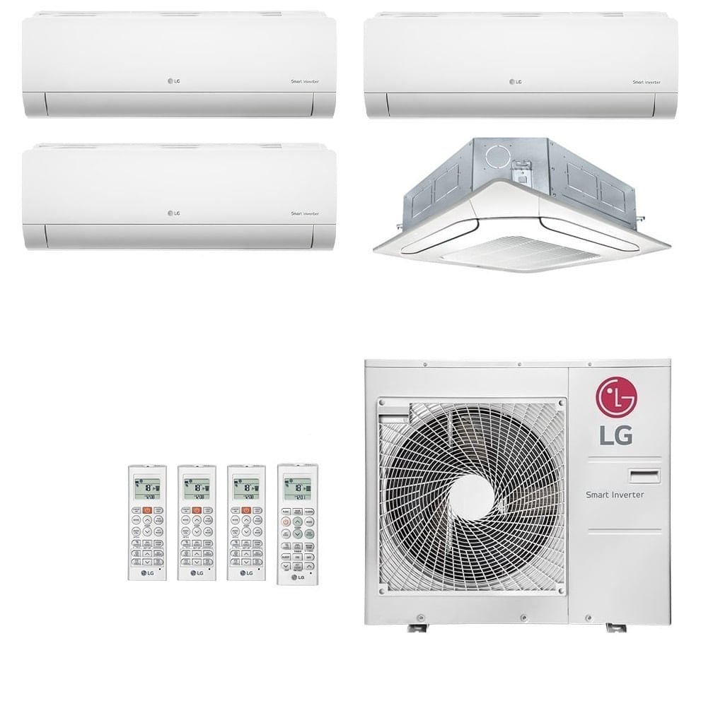 Ar-Condicionado Multi Split Inverter LG 36.000 BTUs (3x Evap HW 9.000 + 1x Evap Cassete 4 Vias 12.000) Quente/Frio 220V - 1