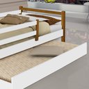 Ver imagem 3 de Cama Infantojuvenil Branco Marrom C/ Pés em Madeira com Cama Auxiliar Branco