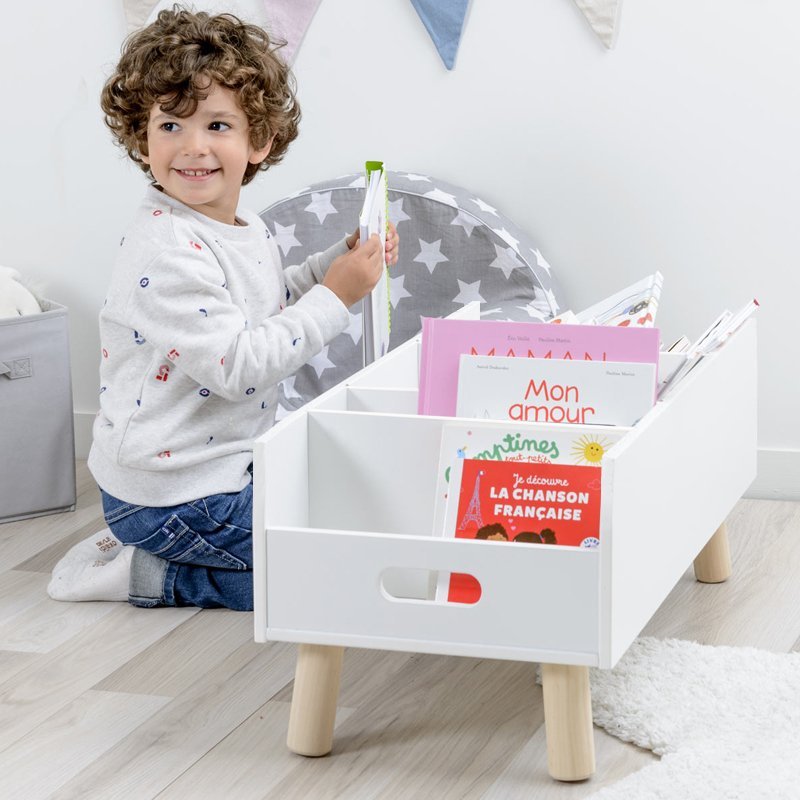 Kit 2 Porta Livros Revisteiro Infantil Pé Palito 80cm Branco - 3