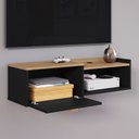 Ver imagem 3 de Rack Suspenso Pequeno Tv Smart 32" Bancada 1 Porta Puxador Concha Nicho Decoração Sala Quarto Retrô