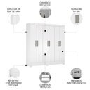 Ver imagem 3 de Guarda Roupa Casal 180cm 6 Portas Vanci D02 Branco - Mpozenato