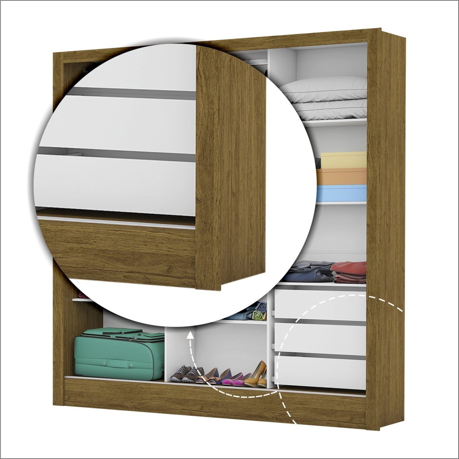Guarda Roupa Casal 3 Portas com Espelho Santiago Plus Espresso Móveis - 8