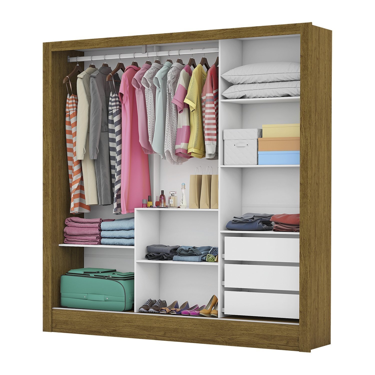 Guarda Roupa Casal 3 Portas com Espelho Santiago Plus Espresso Móveis - 2