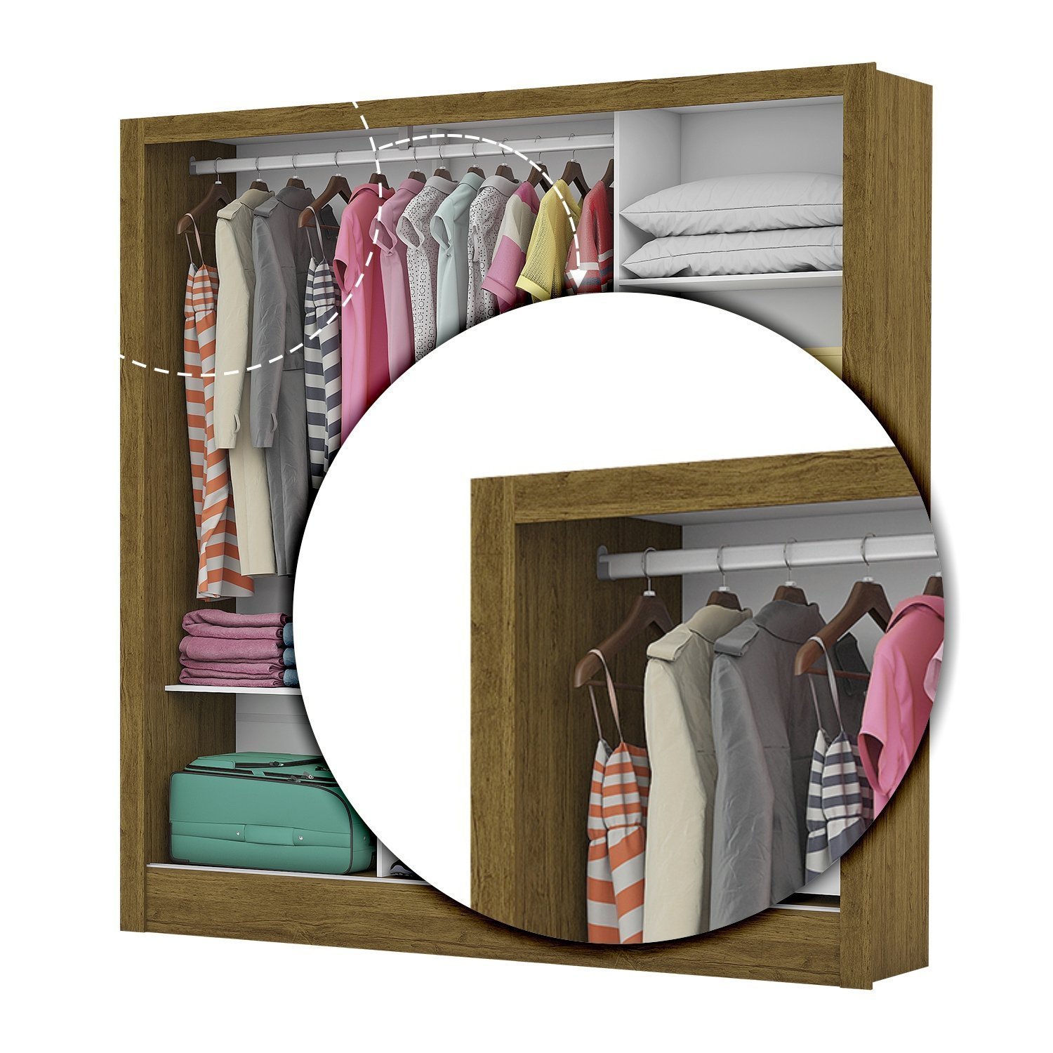 Guarda Roupa Casal 3 Portas com Espelho Santiago Plus Espresso Móveis - 6