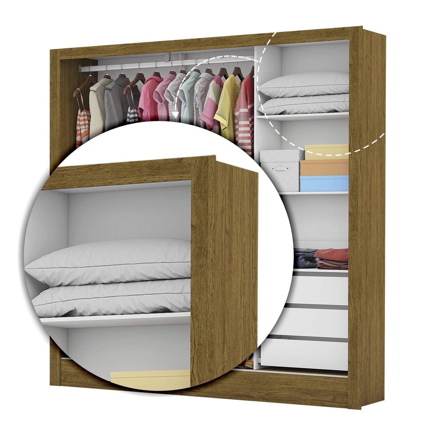 Guarda Roupa Casal 3 Portas com Espelho Santiago Plus Espresso Móveis - 7