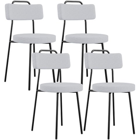 Kit 04 Cadeiras Decorativas Estofada Para Sala De Jantar Barcelona L02 Linho Cinza - Lyam Decor