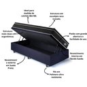 Ver imagem 5 de Base Box Baú 88x188 Suede Preto com Colchão Gransleep Molas Verticoil