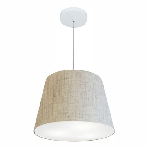 Lustre Pendente Cone Md-4246 Cúpula em Tecido 30/40x30cm Rustico Bege - Bivolt