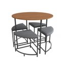 Ver imagem 5 de Conjunto Mesa de Jantar Redonda com 4 Bancos Estofados Canela/Preto