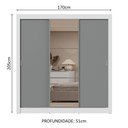 Ver imagem 7 de Guarda-roupa Casal 3 Portas de Correr com Espelho 2 Gavetas Branco/cinza Sublime Madesa Branco/cinza