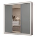 Ver mais imagens de Guarda-roupa Casal 3 Portas de Correr com Espelho 2 Gavetas Branco/cinza Sublime Madesa Branco/cinza