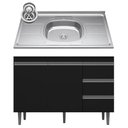 Ver imagem 2 de Balcão de Cozinha com Pia Inox 100cm 3 Gavetas Andréia Preto - Ajl Móveis