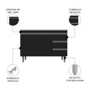 Ver imagem 3 de Balcão de Cozinha com Pia Inox 100cm 3 Gavetas Andréia Preto - Ajl Móveis
