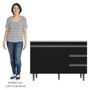 Ver imagem 5 de Balcão de Cozinha com Pia Inox 100cm 3 Gavetas Andréia Preto - Ajl Móveis