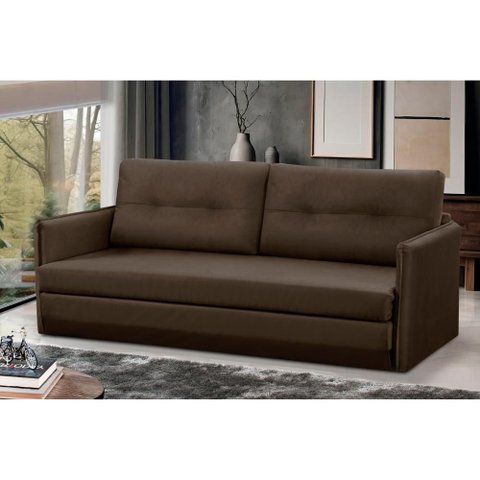 Sofá Cama 2 Lugares 1,50m Laila Suede Marrom Adonai Estofados