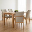 Ver imagem 1 de Kit 4 Cadeira Aura Estofada Estrutura em Madeira Maciça Linho 28 Areia Conforto para Sala de Jantar