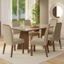Ver imagem 1 de Conjunto Sala de Jantar Tampo de Vidro 6 Cadeiras Rustic/crema/imperial Amalfi Madesa