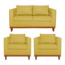 Ver imagem 1 de Kit Sofá 3 Lugares e 2 Poltronas Europa 180 cm Estilo Conforto e Elegância Suede Amarelo - ADJ Decor