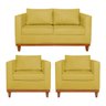 Kit Sofá 3 Lugares e 2 Poltronas Europa 180 cm Estilo Conforto e Elegância Suede Amarelo - ADJ Decor - 1