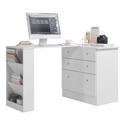 Mesa Escrivaninha Cômoda Giratória Gamer e Estudo Mdp Branco - 4
