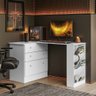 Mesa Escrivaninha Cômoda Giratória Gamer e Estudo Mdp Branco - 1