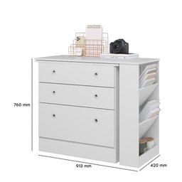 Mesa Escrivaninha Cômoda Giratória Gamer e Estudo Mdp Branco - 3