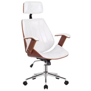 Cadeira de Escritório Kopenhagen Presidente Estofada em Pu:branco