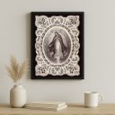 Ver imagem 1 de Quadro Nossa Senhora Vintage - Renda 24x18cm - com Vidro:moldura Branca